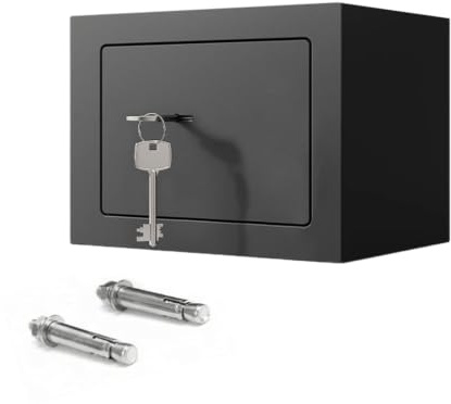 Tresor mit Einwurfschlitz 23 x 17 x 17 cm, Geldtresor Safe mit Schlüssel | Stahl Sicherheitsschrank abschließbar für Bargeld Schmuck Dokumente, Kleiner Wertsachentresor für Zuhause Büro