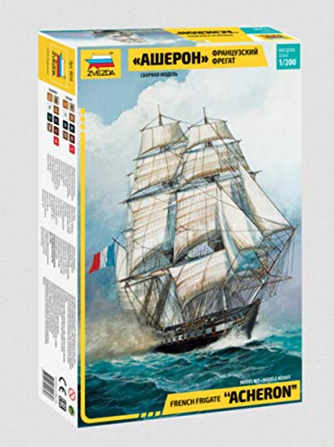 Zvezda 500789034 500789034-1:200 French Frigate Acheron-plastbyggsats-modellbyggsats-byggsats-för nybörjare-detaljerad, brun/vit