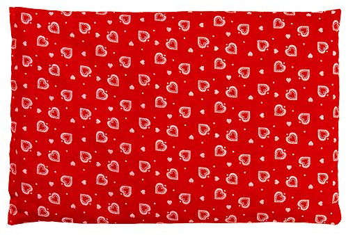 GIRAFFENLAND Dinkelkissen 30 x 20 cm, Herzen-rot - Als Wärmekissen & Kältekissen - Dinkel Körnerkissen für Mikrowelle und Backofen - 30x20cm