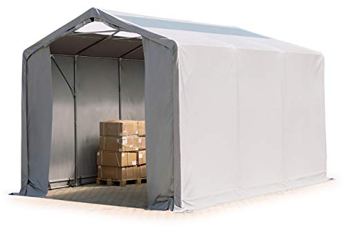 TOOLPORT Zelthalle Lagerzelt mit OBERLICHT 4x6x3 m Garage Industriezelt PVC Plane 850 N wasserdicht grau