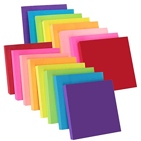 ZCZN Haftnotizen 76 x 76 mm Klebezettel, 100 Blatt/Block, Sticky Notes in 8 Neonfarben, 16 Blöcke