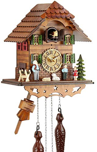 Eble Kuckucksuhr Kuckuckuhr Echtholz NEU batteriebetriebenes Quartzwerk Musik Kuckuckruf Heidi Haus 25cm- 60820000