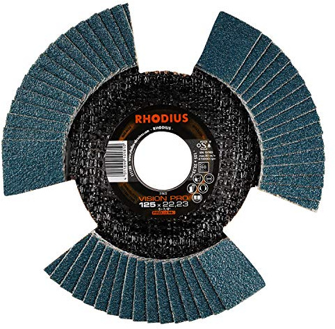 RHODIUS INOX - Disco lamellare VISION PRO, Ø 125 mm, K60, per smerigliatrice angolare, 10 pezzi