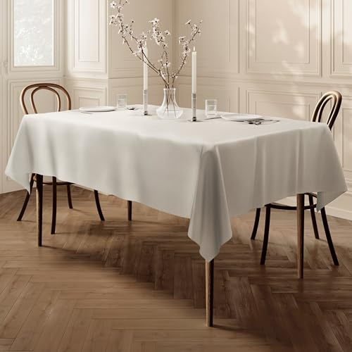 Qualitäts Tischdecke Textil Eckig 140 x 180 cm, Farbe wählbar (140 x 240cm, Crème)