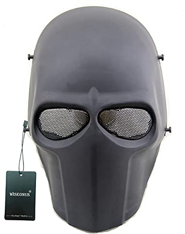 WISEONUS Taktisch Airsoft Paintball Cs Kriegsspiel Schützend Masken Halloween Cosplay Vollmasken Ausrüstung (Schwarz)