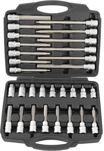 TECPO Steckschlüsselsatz Innen Sechskant 1/2 Sechskant Nüsse für Inbus Schrauben 30-teilig
