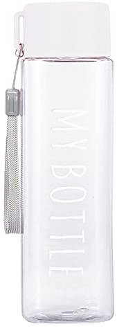 Wasserflasche, 500 ml, Sportflasche, große Kapazität, quadratisch, mit Griff, für Camping, tragbarer tropfsicherer Becher