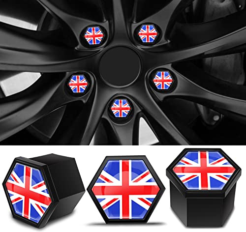 SkinoEu 20 x Radschrauben Radmuttern Felgenschloss Muttern Kappen Radmutternabdeckungen Radschraubenkappen Radmutternkappen Kunstsoff Abdeckungen Universal 17 mm UK Flagge NC 33