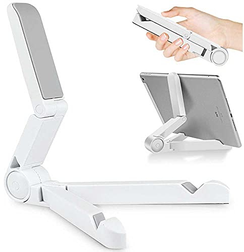 VOVIGGOL Supporto Tablet da Tavolo, Porta Tablet Regolabile, Supporto Cellulare Compatibile con Galaxy Tab, iPad Mini/Air 6 5, iPhone 16 15 Plus, Galaxy S24 Ultra e Altri da 4-12.9, Bianco