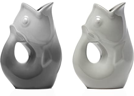 Gurgle Pot Fischkännchen Groß 1,2 l - 2er Set - The Grays, Ombre Gray und Stone Mehr als nur ein durchschnittlicher Getränkekrug Macht ein herrliches Gluckergeräusch