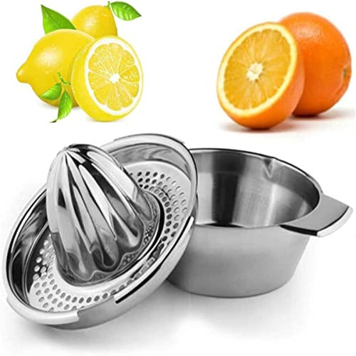 ANKROYU Tragbare Manuelle Orangenpresse, Orangenpresse aus Lebensmittelechtem Edelstahl, Praktische Haushalts Obstpresse Mit Saftsieb, Spülmaschinenfestes Küchenzubehör Für Den Haushalt