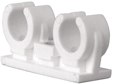 Sanitop-Wingenroth Rohrclips doppelt 15 mm, mit Messinggewindehülse M6, Befestigungssortiment, Kunststoff, Weiß, 105286