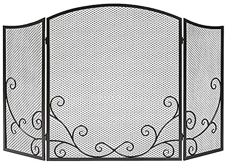 Kindersichere Kaminschutzgitter, freistehender, Verstellbarer Funkenschutz aus Metallgeflecht für Holzkamine, Gaskamine Decoration