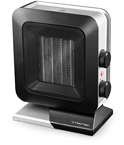 TROTEC Keramik Heizlüfter TFC 13 E – Heizleistung 700 W / 1400 W – Elektroheizung mit Thermostat, Raumgröße 20 m² bis 50 m³, schwarz