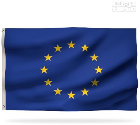 Drapeau Européen Premium 150x90cm - Drapeau de l'Europe Résistant et de Haute Qualité avec 2 œillets métalliques