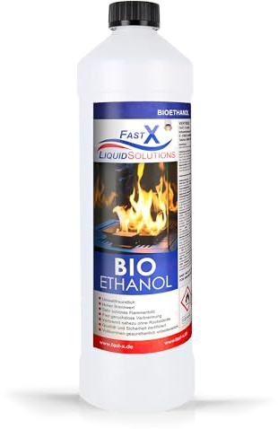 Fast X Bio Ethanol 1L – 100% Natürlich, für Ethanolkamine & Alkoholbrenner. Umweltfreundlich & geruchsfrei, sicher für Raum- & Gartenfeuer mit rückstandsloser Verbrennung