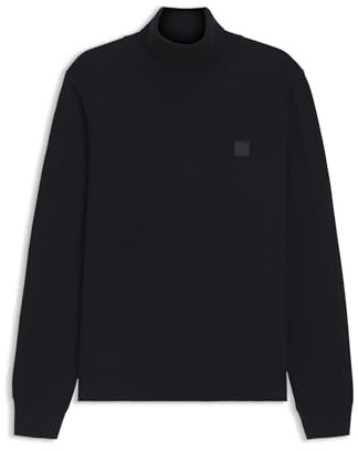 BOSS Hommes Akiro S Pull à col roulé en Coton et Cachemire avec Patch logoté