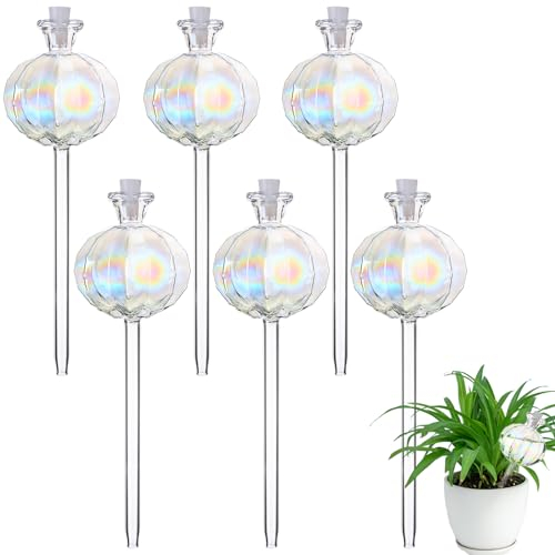 6 Pcs Cactus Watering Bulbs Glass Plant Watering Bulbs Clear Glass Plant Water Drippers Cactus Shape Self-Watering Bulbs Automatic Irrigation Device Plant Water Globes for Indoor and Outdoor Plants