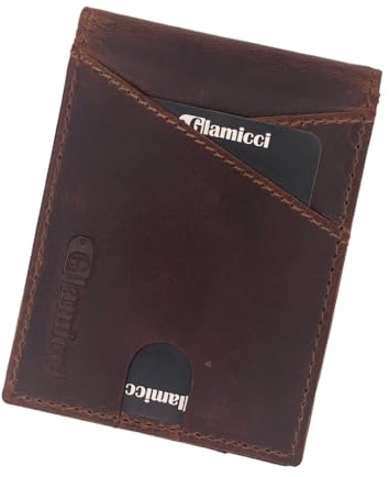 Glamicci Geldklammer Geldbörse für Herren | Schlanke Brieftasche für Herren & RFID-blockierendes Kartenetui aus Leder | Minimalistische Geldbörse für Herren (RGTW1/2), Jägerbraun, Free Size,