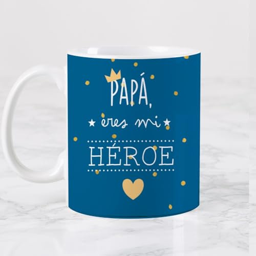 Wanapix | Taza Personalizada Día del Padre | Taza Orginal para Regalar a Papa | Tazas Graciosas | Apto Microondas y Lavavajillas | Papa Héroe