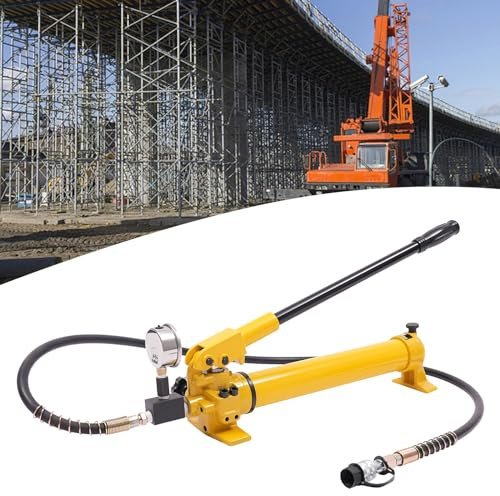 CP-700 Pompe hydraulique manuelle YUNRUX Pompe hydraulique manuelle avec manomètre 700 bar Groupe hydraulique Raccord fileté ZG3/8 Pompe à main hydraulique manuelle avec tuyau de 1,9 m