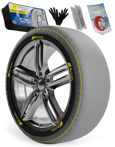 ARCOL Calze da Neve Omologate Italia EN 16662-1 - // Technica Catene da Neve in Tessuto, Facili da Installare, per una Guida Silenziosa e Maggior Durabilità - Misure Dett. All’interno (Technica, L)