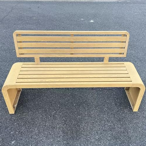 Gartenbank mit strukturierter Holzoberfläche, Metallbank mit Rückenlehne, Parkbank für den Außenbereich, Sitzmöbel für die Terrasse, Bank aus verzinktem Stahl, für Hof, Rasen, Hinterhof (Far