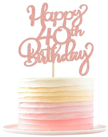 Blumomon 3 Pcs Rose Gold Happy 40th Birthday Cake Toppers 40th Birthday Party Cake Topper 40 Cake Topper 40th Birthday Decorations for 40th Birthday Party Decoration Supplies