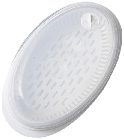 LABRIMP Vaporiera per Pesce per Microonde in Pp Alimentare con Coperchio, Grande Capacità Bianca con Foro di Ventilazione per Cucina Domestica