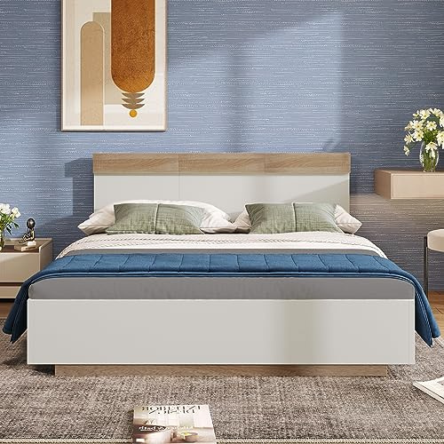 Letto matrimoniale in legno di rovere Sonoma + bianco (160 x 200 cm)