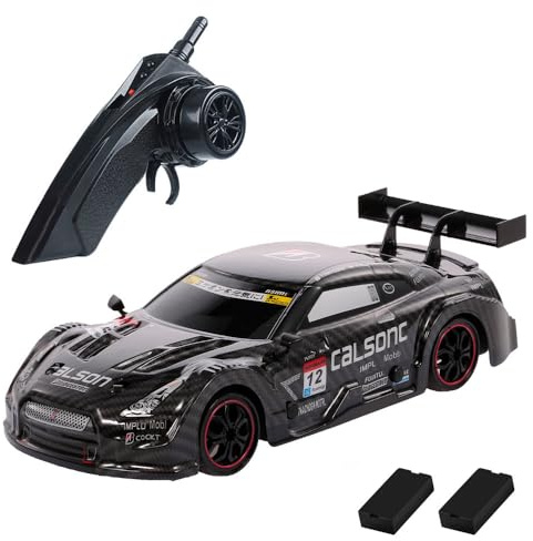 Dodoore Ferngesteuertes Auto 40 km/h RC Auto Drift 1/14 4WD 2,4 GHz 30 Minuten Spielspaß RTR Stufenlose Geschwindigkeit LED-Leuchten Auswechselbare Drift-Rennreifen Schwarz 2 Batterien