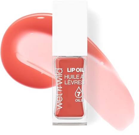 Wet n Wild Tinted Lip Oil, Nourishing & Non-Sticky Pink Lip Gloss Powered by 7 Natural Oils, Lightweight Formula for Mirror-Like Glow Effect, Cedar Rose Shade