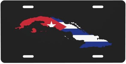 Placa de matrícula con Mapa del Terreno de Cuba para la Parte Delantera del Coche, Placa de matrícula de 6 x 12 Pulgadas, Placa de Metal para Coche, Etiqueta Decorativa novedosa y vanidosa