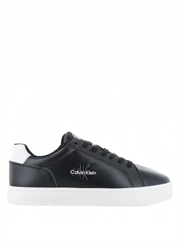 Calvin Klein Classic Cupsole Mono Lth Ym0Ym01369, Basso Top Uomo, Black (Black/Bright White), 47 EU