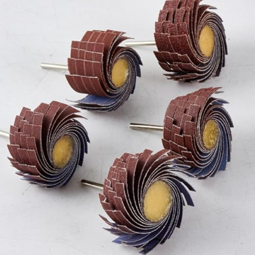 Juego de ruedas de papel de lija de grado profesional para herramientas giratorias, vástago de 3 mm, perfecto para moler madera, plástico y metales (grano 400)