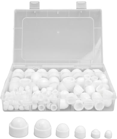 160pcs Abdeckkappen für Muttern, Sechskantmutterabdeckung M4-M12 | Kappen Muttern, Sechskantschrauben Schraubenkappe für Schrauben(Weiß)