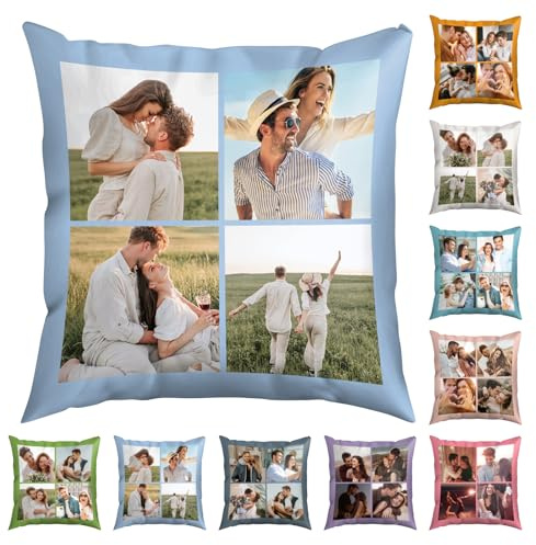 NIBESSER Kissen mit Foto Personalisiert, 40 x 40cm Kissenbezug mit Bild - beidseitig Bedrucken Lassen, Geschenkidee Männer, Frauen, Jahrestag, Geburtstag, Einzug, optional mit Füllung