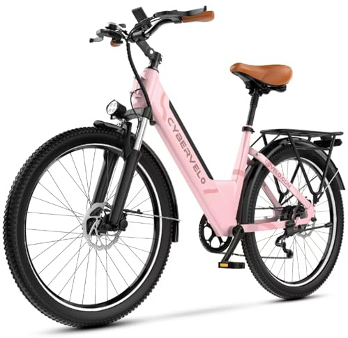 YorkE 26“ Electric Bike for Adult,1000W Peak, up 80 Miles Removable Battery Ebike,Adult Electric Bicycles for All Terrain,Men Women E Bike, 7-Speed, Pink