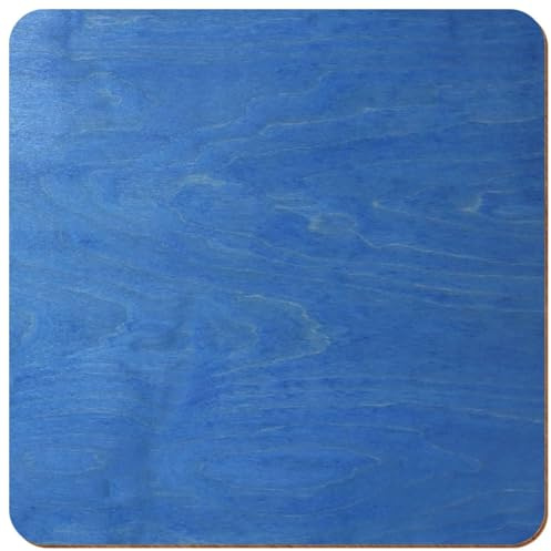 Lot de 10 carrés en bois bleu bleuet laqué des deux côtés - 3 à 50 cm - En contreplaqué de bouleau de 3 mm - Disponible individuellement ou en lot - Dimensions : 10 cm