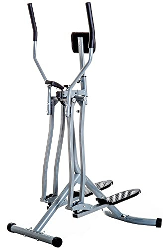 HOMCOM Bicicleta Elíptica, Máquina de Step Ajustable, Soporta 110 kg, Air Walker con Pantalla, para Entrenamiento de Piernas, Cintura y Caderas, en Oficina y Casa, 96x60x152 cm, Gris