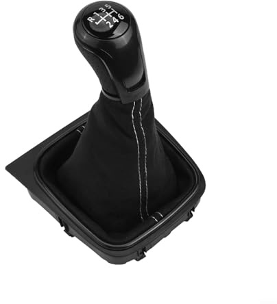 Schalthebel Knauf Manschette für Golf für Jetta 5 oder 6 Gang Schaltgetriebe Leder Schaltsack Schaltmanschette Schwarz Kompatibel mit GTI GTD R32(6 Speed)