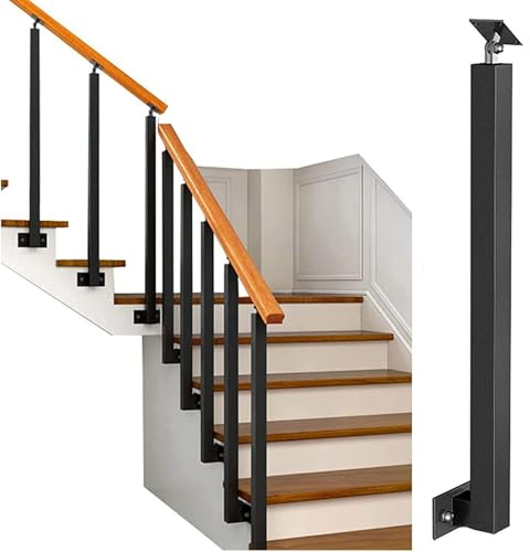 Ringhiera nera per scale per interni ed esterni, corrimano in ferro per veranda e balconi dell'hotel, altezza 90 cm, durevole ed elegante