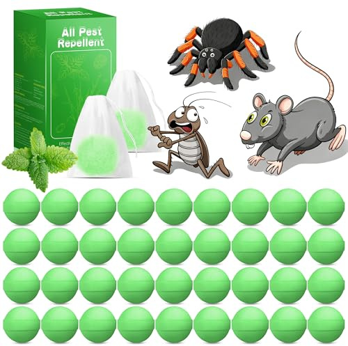 36Pack Rodent Repellent, Natural Rat Mice Mouse Repellant Indoor Outdoor, Peppermint Oil Wasp Bee Pest Insect Repellent Balls to Repel Rats Mice Away Rodent Deterrent for House Family & Pet Safe