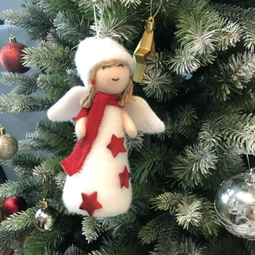 For Christmas Tree Decorations with Wooden Gnome Ornaments, Safe and Reusable for Holiday Wreaths, Advent Calendars, and Table Arrangements (Angel doll - red)