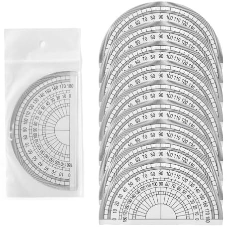 10 Pcs Protractor,180 Degree Clear Plastic Protractors for Angle Measurement,Essential Math Geometry Tools for Students and Teachers,for School Classroom,Office Drafting and Engineering Supplies