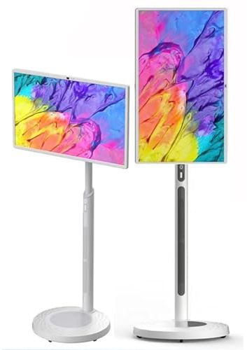 ZHIXUMM Televisor Inteligente PortáTil De 24, 27 Y 32 Pulgadas, Soporte MóVil para TV, Monitor TáCtil De Pie, Monitor TáCtil 1080p con Ruedas, Control Remoto Y RotacióN Completa. 32inch-8+128G