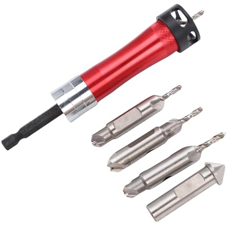 Denash Juego de Brocas Avellanadoras con Tope de Profundidad Ajustable, Perforación Consistente para Carpintería con Construcción de Aleación de Aluminio