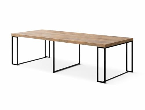 CONCEPT USINE Table Console Extensible Kama 2 en 1 Bois et Métal 45-300 cm | GAIN DE PLACE INDUSTRIEL : repliée compacte en entrée, dépliée pour 12 convives, structure acier robuste