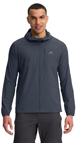 Pioneer Camp Veste de course d'été légère et respirante pour homme - Protection solaire UV UPF 100+ - Imperméable - Avec capuche et plusieurs poches - Pour la randonnée, le cyclisme, les voyages