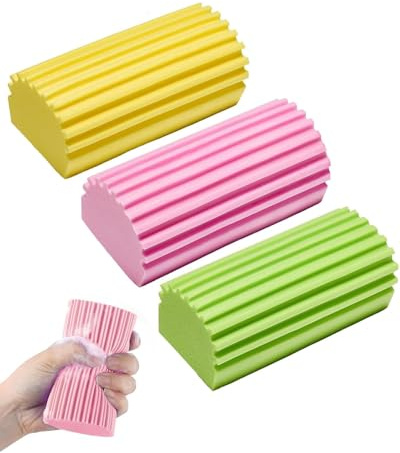 HAPZUR Esponja Atrapapolvo, Plumero Húmedo Mágico y Eficaz 3 Piezas (Rosa, Amarillo, Verde) - Para Limpieza del Hogar Sin Rayas